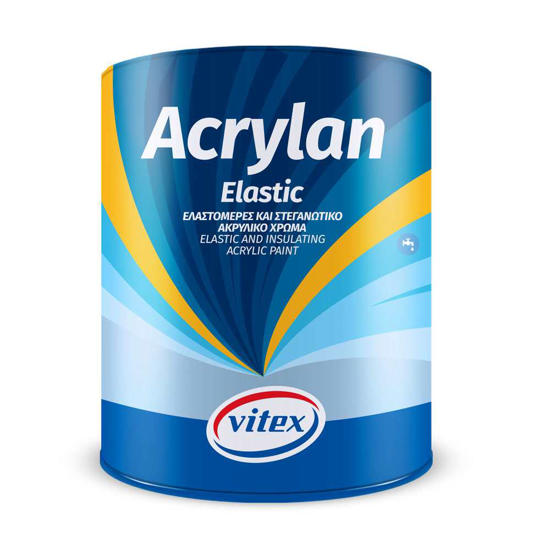 Εικόνα της Vitex Acrylan Elastic Ελαστομερές Στεγανωτικό Χρώμα Νερού Εξωτερικών Καθέτων Επιφανειών Λευκό Ματ 10lt