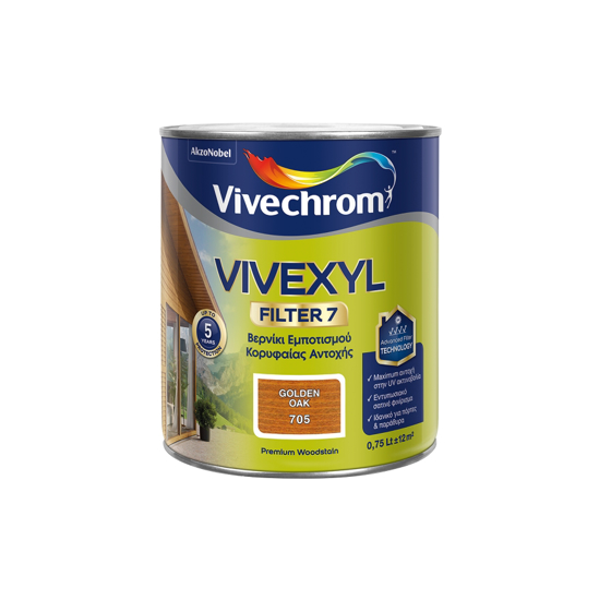 Εικόνα της Vivechrom Vivexyl Filter 7 Βερνίκι Εμποτισμού Ξύλου Satin Λευκό 713 0,75lt
