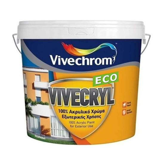 Εικόνα της Vivechrom Vivecryl Eco 100% Ακρυλικό Οικολογικό Χρώμα Νερού Εξωτερικής Xρήσης Λευκό  Ματ