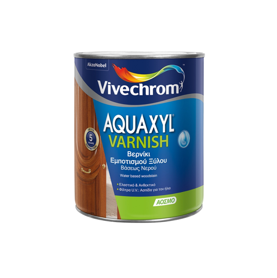 Εικόνα της Vivechrom Aquaxyl Varnish Nερού Βερνίκι Εμποτισμού Ξύλου Γυαλιστερό