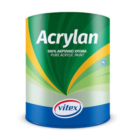 Εικόνα της Vitex Acrylan 100% Ακρυλικό Χρώμα Εξωτερικής Χρήσης Νερού Λευκό Ματ