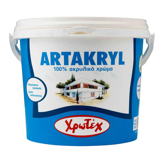 Εικόνα της Χρωτέχ Artakryl 100% Ακρυλικό Χρώμα Εξωτερικής Χρήσης Νερού Λευκό Ματ
