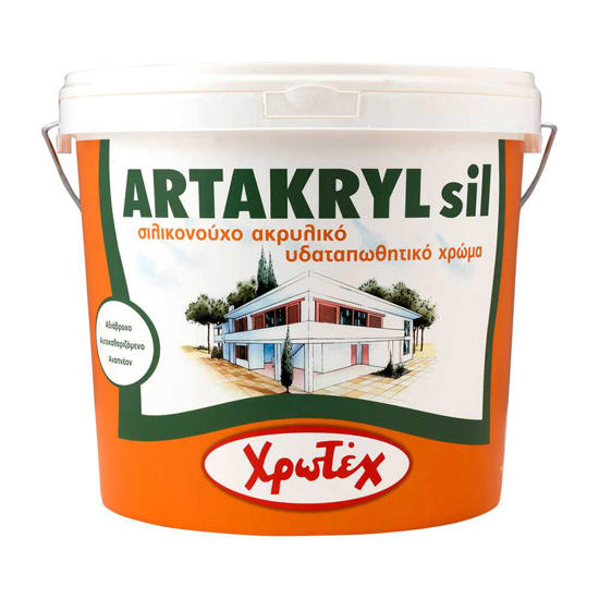 Εικόνα της Χρωτέχ Artakryl Silicone Σιλικονούχο Ακρυλικό Υδαταπωθητικό Χρώμα Νερού Λευκό Ματ