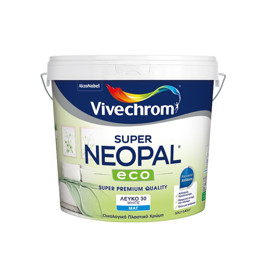Εικόνα της Vivechrom Super Neopal Eco Oικολογικό Mατ Πλαστικό Χρώμα Ασυναγώνιστης Ποιότητας Λευκό