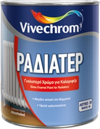 Εικόνα της Vivechrom Χρώμα Καλοριφέρ Ραδιατερ Δυαλύτου Γυαλιστερό 0,75lt Λευκό
