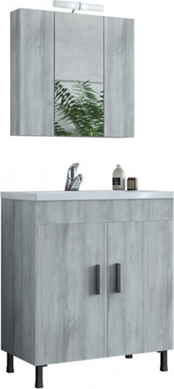 Εικόνα της Έπιπλο σετ ROMA 70 Γκρι, καθρέφτης με κρυφοντούλαπο