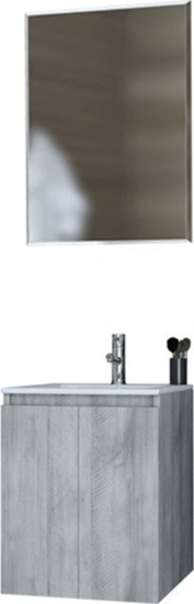Εικόνα της Drop Verona 40 Πάγκος με Νιπτήρα & Καθρέπτη Γυαλιστερή Λάκα Μ41xΒ41xΥ50cm Γκρι