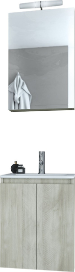 Εικόνα της Drop Verona 40 Πάγκος με Νιπτήρα & Καθρέπτη Γυαλιστερή Λάκα Μ41xΒ41xΥ50cm Μπεζ