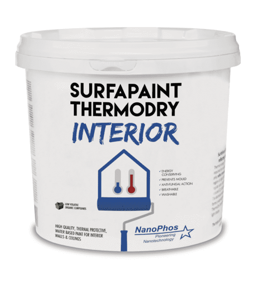 Εικόνα της Nanophos SurfaPaint ThermoDry Interior Paint Θερμοπροστατευτικό Ακρυλικό Χρώμα για Εσωτερική Χρήση Λευκό