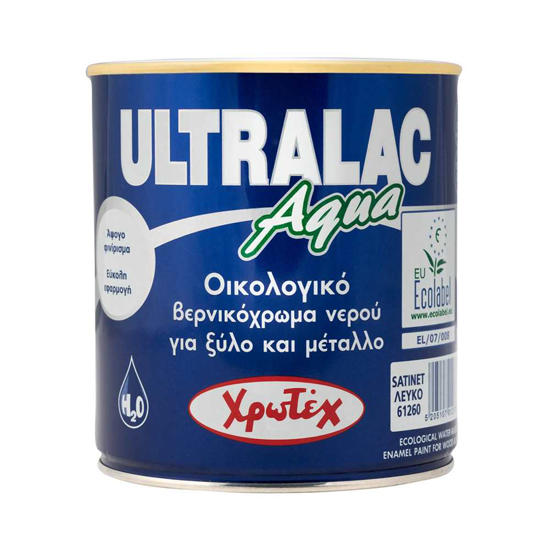 Εικόνα της Χρωτέχ Ultralac Aqua Γυαλιστερό Oικολογικό Αλκυδικό Βερνικόχρωμα (Ριπολίνη) Νερού Λευκό