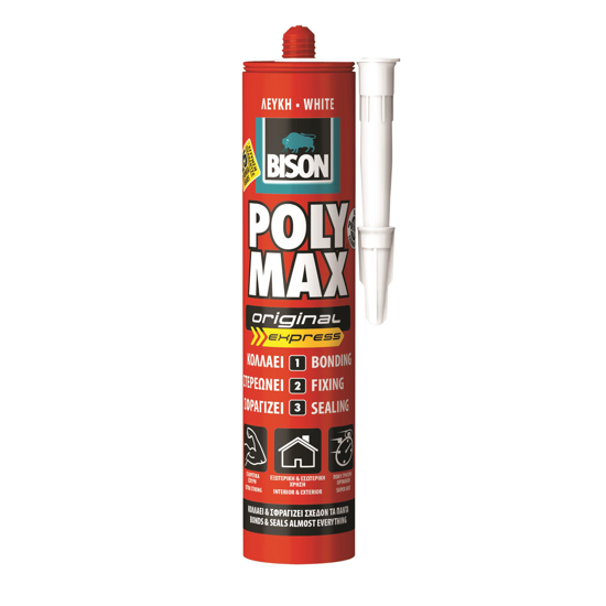 Εικόνα της Bison Poly Max Original Express Σφραγιστική Σιλικόνη Ξύλου Λευκή 280ml