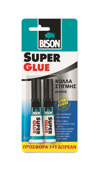 Εικόνα της Bison Υγρή Κόλλα Στιγμής Super Glue Xtra Power 2τμχ 3ml