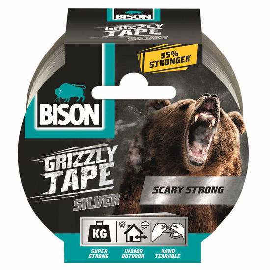 Εικόνα της Bison Grizzly Tape Grey Αυτοκόλλητη Υφασμάτινη Ταινία 50mmx10m