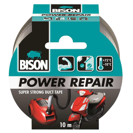 Εικόνα της Bison Power Repair Silver Αυτοκόλλητη Υφασμάτινη Ταινία Γκρι 48mmx10m