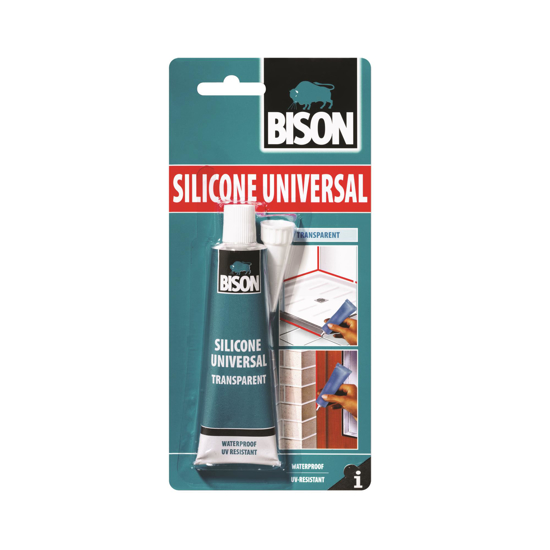 Εικόνα της Bison Universal Σφραγιστική Σιλικόνη Υψηλής Θερμοκρασίας Αντιμουχλική Ξύλου Διάφανη 60ml