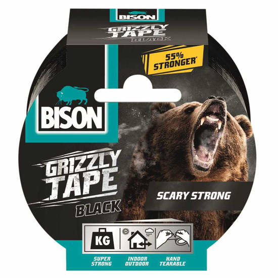 Εικόνα της Bison Grizzly Tape Black Αυτοκόλλητη Υφασμάτινη Ταινία Μαύρη 50mmx10m