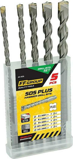 Εικόνα της FFGroup Σετ 5 Τρυπάνια με SDS Plus Στέλεχος για Δομικά Υλικά