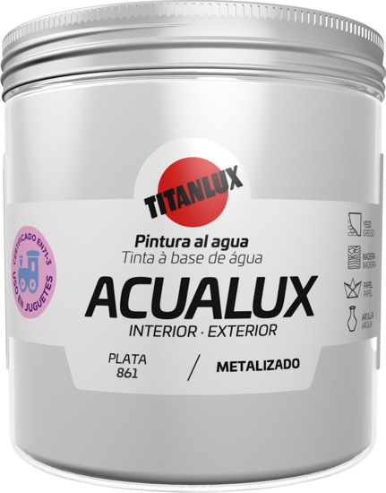 Εικόνα της Titanlux Acualux Metalizado Χρώμα Μεταλλικών Αποχρώσεων Ασημί Plata Σατινέ