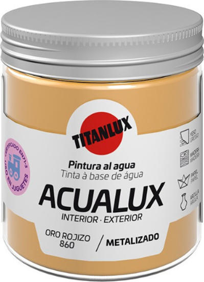 Εικόνα της Titanlux Acualux Metalizado Χρώμα Μεταλλικών Αποχρώσεων 860 Κόκκινο Χρυσό Oro Rojizo Σατινέ 250ml