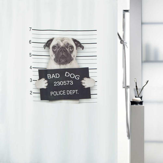 Εικόνα της Spirella Bad Dog Κουρτίνα Μπάνιου Υφασμάτινη 180x200 cm Λευκή