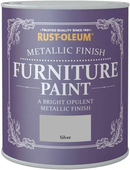 Εικόνα της Metallic Finish Furniture Paint Ασημί μεταλλικό 750ml