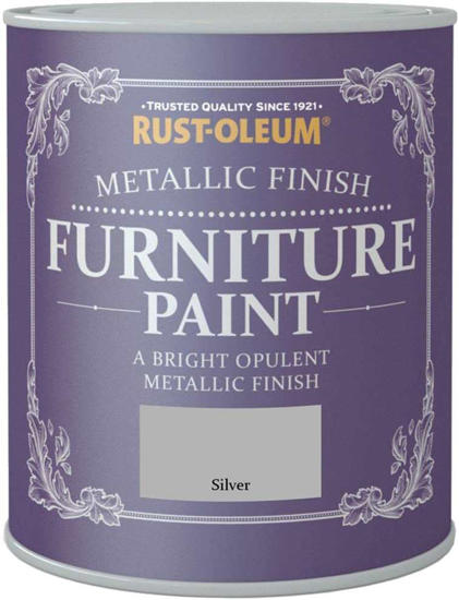 Εικόνα της Rust-Oleum Metallic Finish Furniture Paint Χρώμα Κιμωλίας Ασημί μεταλλικό 750ml