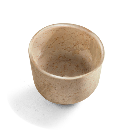 Εικόνα της Fossil Bucket Marble Επικαθήμενος Νιπτήρας Μαρμάρινος 42x42cm Μπεζ