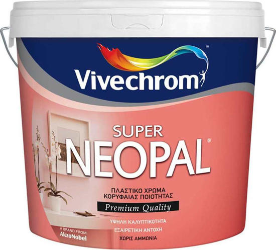 Εικόνα της Vivechrom Super Neopal Πλαστικό Χρώμα Ματ Κορυφαίας Ποιότητας με Μεγάλη Καλυπτικότητα Λευκό 10lt X 44 ΤΜΧ