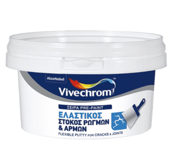 Εικόνα της Vivechrom Ελαστικός Στόκος Ρωγμών & Αρμών για Στεγανοποίηση σε Τοίχους και Ταράτσες Λευκός 0,7kg
