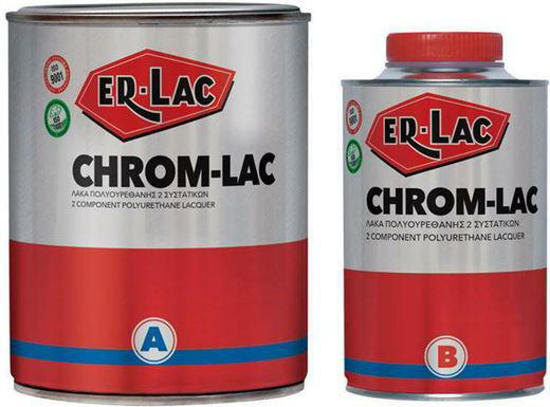 Εικόνα της ER-LAC Chrom-Lac Λάκα Πολυουρεθάνης 2 Συστατικών Διαλύτου Σατινέ Α+Β 1,5kg