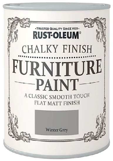 Εικόνα της Rust-Oleum Chalky Finish Furniture Paint Χρώμα Κιμωλίας Επίπλων Grey Matt