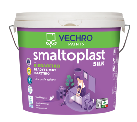 Εικόνα της Vechro Smaltoplast Extra Silk Οικολογικό Xρώμα Eσωτερικής Χρήσης με Βελουτέ Ματ Φινίρισμα
