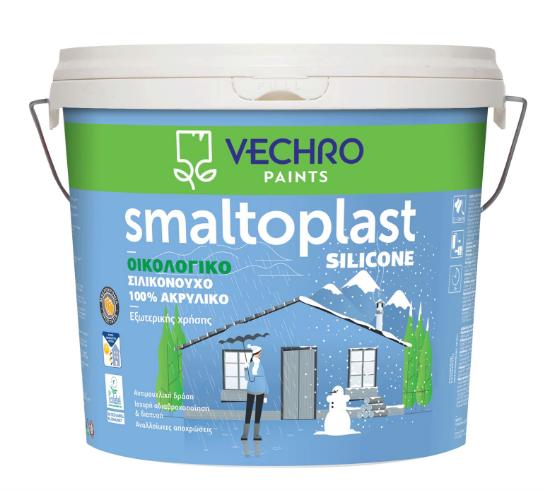 Εικόνα της Vechro Smaltoplast Silicone Οικολογικό Σιλικονούχο 100% Aκρυλικό Xρώμα Ματ Νερού Λευκό