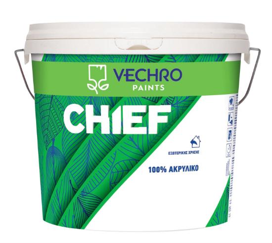 Εικόνα της Vechro Chief Ακρυλικό Ματ Xρώμα Εξωτερικής Χρήσης Νερού Λευκό 9lt