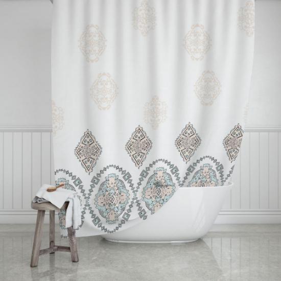 Εικόνα της Estia Κουρτίνα Μπάνιου Αδιάβροχη Πολυεστερική 180x180cm Mandala