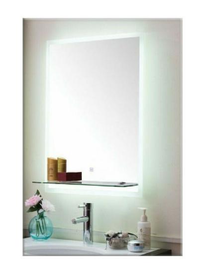 Εικόνα της Gloria Revin Ορθογώνιος Καθρέπτης Μπάνιου Led με Ράφι 50x70cm 50-5709