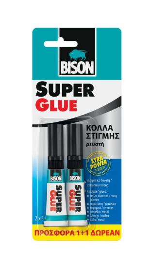 Εικόνα της Bison Κόλλα Στιγμής Super Glue 3g 1+1 Δώρο