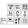 Εικόνα της Υato Κρουστικό Δράπανο SDS PLUS 1100W YT-82123