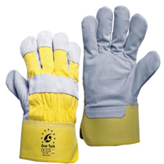 Εικόνα της Helix Βαμβακερά Γάντια Εργασίας Δερμάτινα Κίτρινα Τύπου Τζιν Νο.10