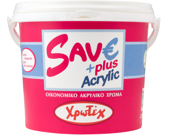 Εικόνα της Χρωτεχ Save Plus Acrylic Ακρυλικό Χρώμα Εξωτερικής Χρήσης Λευκό Ματ