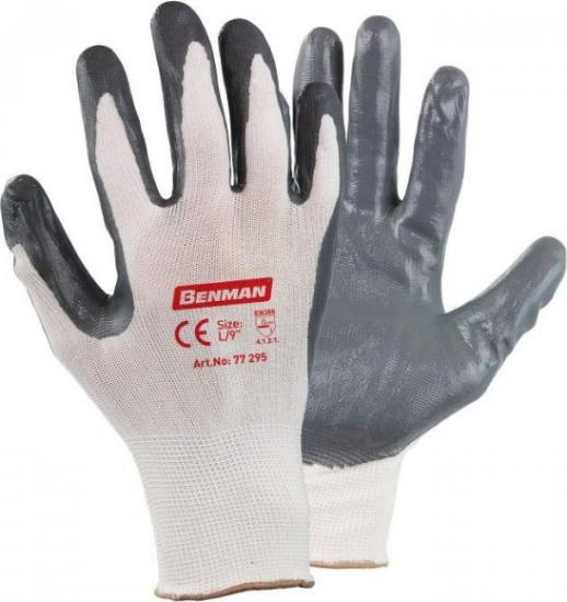 Εικόνα της Benman Excellent Grip Γάντια Εργασίας Νιτριλίου Ηλεκτρολόγου Λευκά 9" L