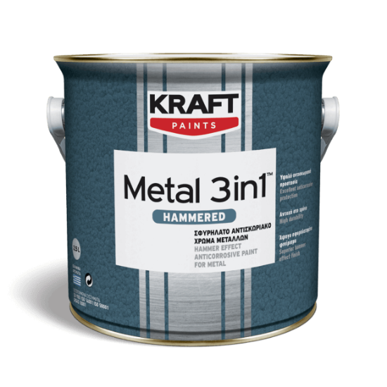 Εικόνα της Kraft Βερνικόχρωμα Διαλύτου Metal 3IN1 2,5lt Hammered Σφυρήλατο 408 Ανθρακί