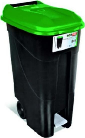 Εικόνα της Tayg Πλαστικός Κάδος Απορριμμάτων Τροχήλατος με Πεντάλ 80P 80lt Πράσινο