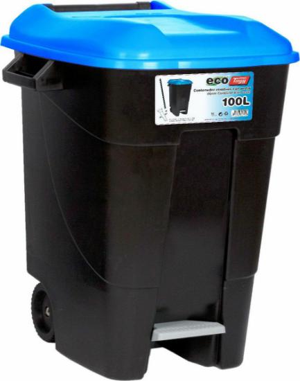 Εικόνα της Tayg Πλαστικός Κάδος Απορριμμάτων Τροχήλατος με Πεντάλ 100GR-P 100lt Μπλε