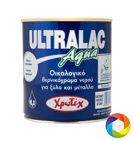 Εικόνα της Χρωτέχ Ultralac Aqua Σατινέ Oικολογικό Αλκυδικό Βερνικόχρωμα (Ριπολίνη) Νερού Λευκό