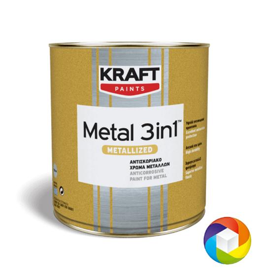 Εικόνα της Kraft Βερνικόχρωμα Διαλύτου Metal 3IN1 0.75lt Μεταλιζέ Γυαλιστερό