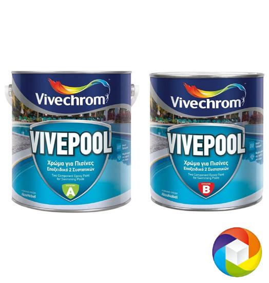 Εικόνα της Vivechrom Vive Pool Εποξειδικό Χρώμα Διαλύτου Δύο Συστατικών για Πισίνες Γυαλιστερό 3,75 lt