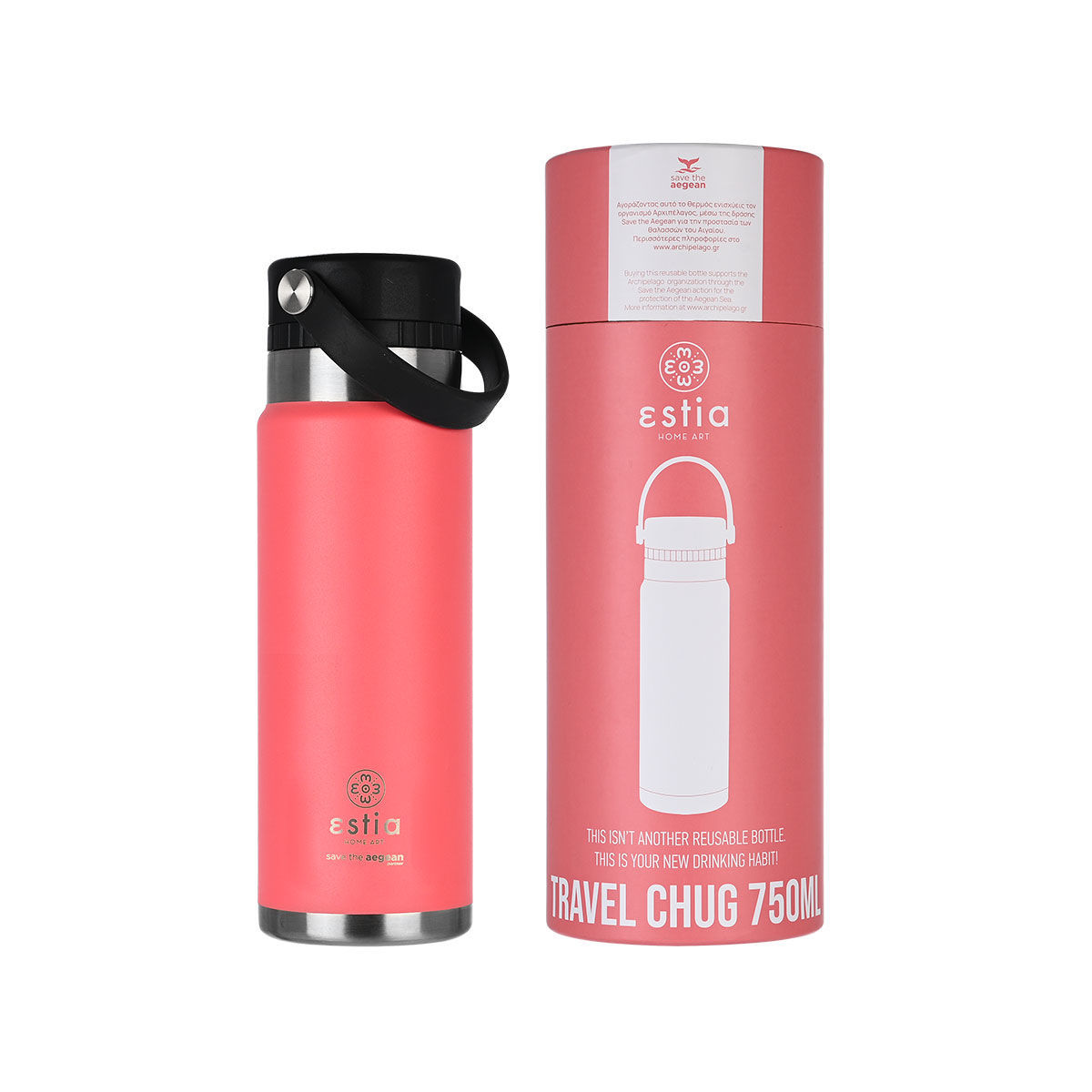 Estia Θερμός Travel Chug Save The Aegean Fusion Coral 750ml