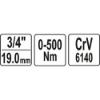 Εικόνα της Yato Δυναμόκλειδο Καρέ 3/4" Ροπής 500 Nm