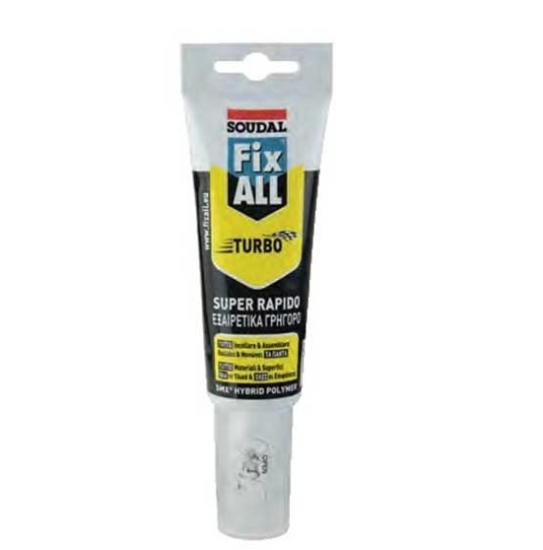 Εικόνα της Soudal Fix All Turbo Σφραγιστική Σιλικόνη Λευκή 125ml